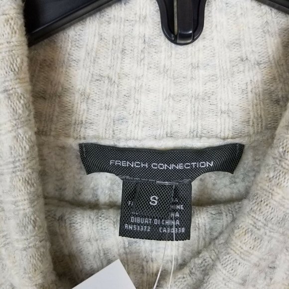 French Connection Womens Oatmeal  Balloon Sleeve Ribbed Turtleneck Pullover  S - Picture 6 of 6